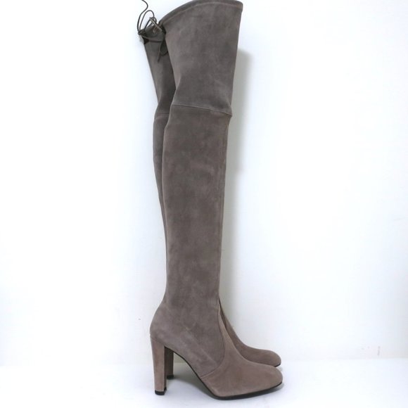 STUART WEITZMAN HIGHLAND OVER THE KNEE BOOTS TAUPE GRAY SUEDE SIZE 9.5 - Picture 1 of 12